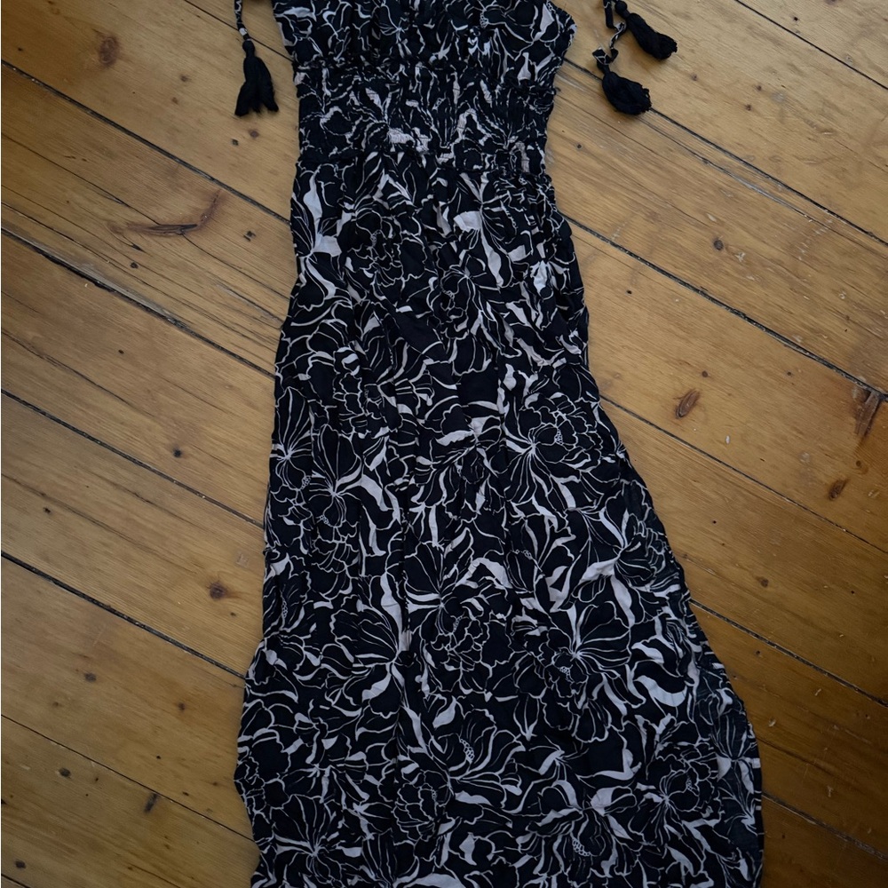 Elegant Black and White Floral Dress